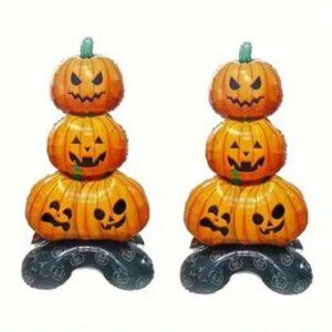 2 Inflatables-47 inch Halloween Standing Pumpkin Balloons Scary,  Aluminum Film